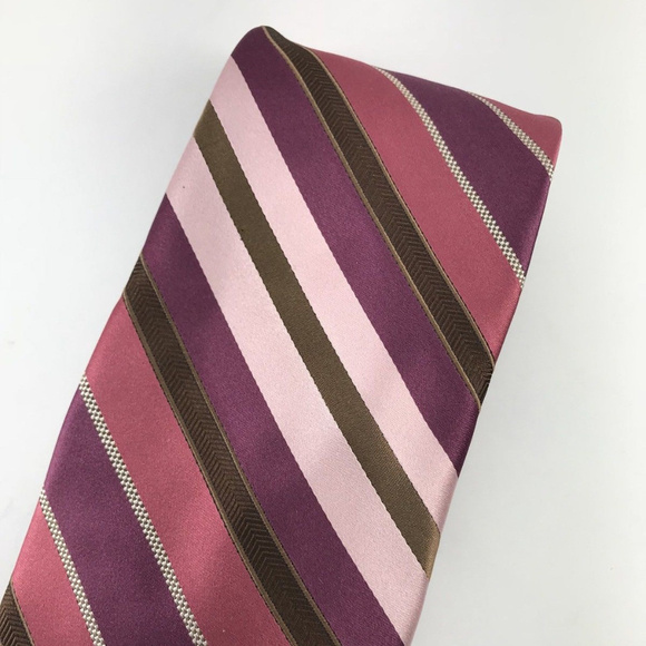 Ted Baker London 100% Silk Neck Tie Blue Brown Geometric  Ted Baker Diagonal Stripe Silk Necktie Tie